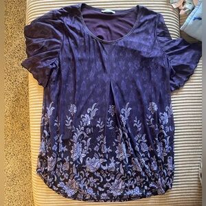 Purple mesh silky floral women’s top